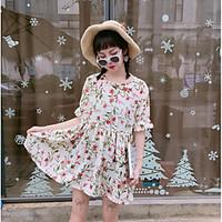 womens daily loose dress floral round neck mini length sleeve others s ...