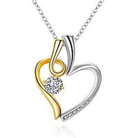 Women\'s Pendant Necklaces Chain Necklaces AAA Cubic Zirconia Zircon Gold Plated Alloy HeartBasic Circular Unique Design Dangling Style