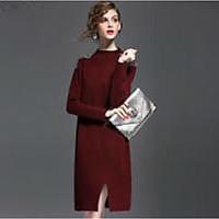 womens casualdaily simple a line dress geometric round neck midi long  ...