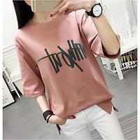 womens casual cute t shirt solid quotes sayings round neck long sleeve ...