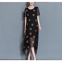 womens congratulations swing dress solid damask round neck midi half s ...