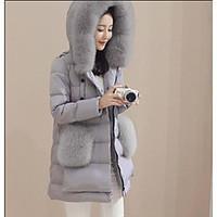 womens regular down coat street chic going out casualdaily solid nylon ...