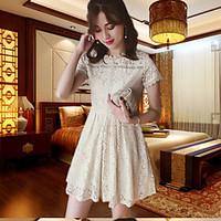 womens partyevening dress casualdaily loose dress solid round neck abo ...