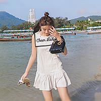 womens valentine going out cute loose dress striped letter round neck  ...