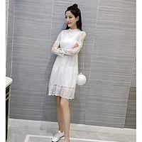 womens going out casualdaily a line dress solid round neck mini long s ...