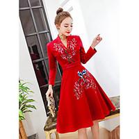 womens party anniversary vintage sophisticated swing dress floral v ne ...