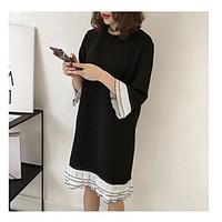 womens casualdaily simple blouse solid round neck length sleeve others