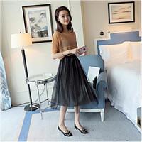 womens going out casualdaily midi skirts cute street chic a line solid ...