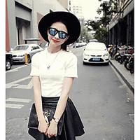 womens casualdaily cute t shirt solid round neck short sleeve cotton