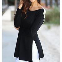 womens casualdaily cute t shirt solid round neck long sleeve cotton