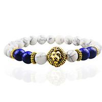 women men fashion bracelet pulseras mujer black lava stone lion beads  ...