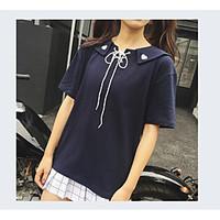 womens casualdaily cute summer t shirt solid round neck length sleeve  ...