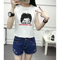 womens casualdaily simple summer t shirt letter round neck sleeveless  ...