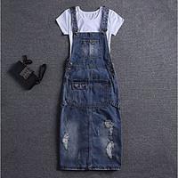 Women\'s Casual/Daily Simple Denim Dress, Solid Strap Knee-length Sleeveless Polyester Summer Mid Rise Micro-elastic Thin