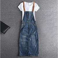 womens casualdaily simple denim dress solid strap knee length sleevele ...