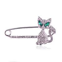 womens fashion alloyrhinestone green gem cat brooches pin dailycasual  ...