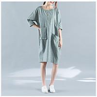 womens casualdaily simple tunic dress striped round neck above knee lo ...