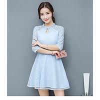 womens casualdaily simple skater dress solid round neck above knee len ...