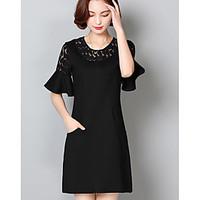 womens going out a line dress solid round neck above knee short sleeve ...