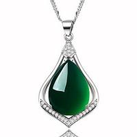 Women\'s Pendant Necklaces Emerald Jewelry Emerald Alloy Euramerican Fashion Simple Style Jewelry 147 Wedding Party Birthday Party/ Evening