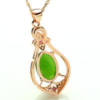 Women\'s Pendant Necklaces Emerald Jewelry Emerald Alloy Euramerican Fashion Simple Style Jewelry 147 Wedding Party Birthday Party/ Evening