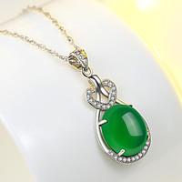 Women\'s Pendant Necklaces Emerald Jewelry Emerald Alloy Euramerican Fashion Simple Style Jewelry 147 Wedding Party Birthday Party/ Evening