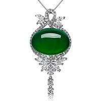 Women\'s Pendant Necklaces Emerald Jewelry Emerald Alloy Euramerican Fashion Simple Style Jewelry 147 Wedding Party Birthday Party/ Evening