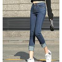 womens mid rise strenchy jeans pantssimple skinny pure color solid