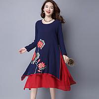 Women\'s Casual/Daily Swing Dress, Plaid Square Neck Midi Short Sleeve Polyester Summer Mid Rise Inelastic Medium
