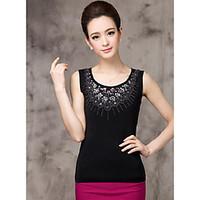 womens casualdaily simple blouse solid round neck sleeveless polyester ...