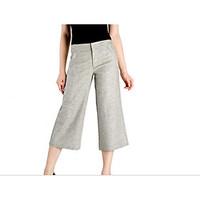 womens mid rise micro elastic loose pants street chic relaxed pure col ...