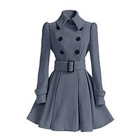 womens casualdaily vintage coatsolid peter pan collar long sleeve wint ...