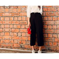 womens high rise micro elastic culotte wide leg pants street chic rela ...