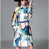 womens outdoor clothing street chic springfall trench coat geometric s ...
