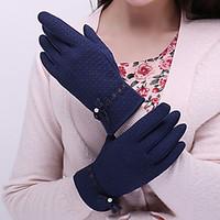 Women Lamb Fur Fingertips Wrist Length, Jacquard Casual Winter