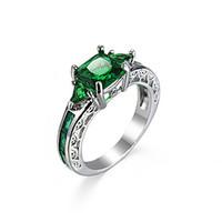 Women\'s Ring Emerald Unique Design Euramerican Fashion Zircon Emerald Alloy Jewelry Jewelry 147 Wedding Special Occasion Anniversary