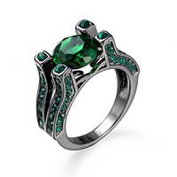 Women\'s Men\'s Ring Emerald Unique Design Euramerican Fashion Zircon Emerald Alloy Jewelry Jewelry 147 Wedding Special Occasion Anniversary