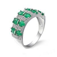 Women\'s Ring Emerald Unique Design Euramerican Fashion Zircon Emerald Alloy Jewelry Jewelry 147 Wedding Special Occasion Anniversary