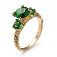 Women\'s Ring Emerald Unique Design Euramerican Fashion Zircon Emerald Alloy Jewelry Jewelry 147 Wedding Special Occasion Anniversary