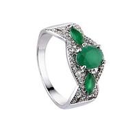 Women\'s Ring Emerald Unique Design Euramerican Fashion Zircon Emerald Alloy Jewelry Jewelry 147 Wedding Special Occasion Anniversary