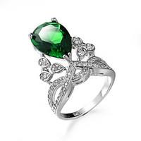 Women\'s Ring Emerald Unique Design Euramerican Fashion Zircon Emerald Alloy Jewelry Jewelry 147 Wedding Special Occasion Anniversary