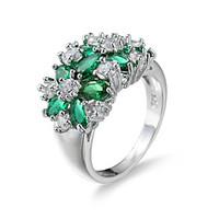 Women\'s Ring Emerald Unique Design Euramerican Fashion Zircon Alloy Jewelry Jewelry 147 Wedding Special Occasion Anniversary