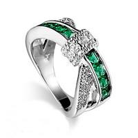 Women\'s Men\'s Ring Emerald Unique Design Euramerican Fashion Zircon Alloy Jewelry Jewelry 147 Wedding Special Occasion Anniversary