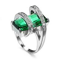 Women\'s Men\'s Ring Emerald Unique Design Euramerican Fashion Zircon Alloy Jewelry Jewelry 147 Wedding Special Occasion Anniversary