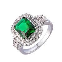 Women\'s Men\'s Ring Emerald Unique Design Euramerican Fashion Zircon Alloy Jewelry Jewelry 147 Wedding Special Occasion Anniversary