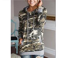 Women\'s Daily Hoodie Camouflage Color Hooded Micro-elastic Polyester Long Sleeve Spring Summer