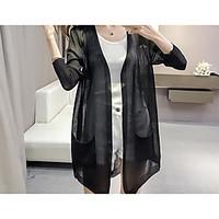 womens other casual long cardigan solid round neck sleeve silk summer  ...