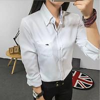 womens casualdaily simple summer shirt solid stand long sleeve cotton  ...