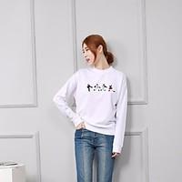 womens casualdaily sweatshirt solid print round neck strenchy cotton 3 ...