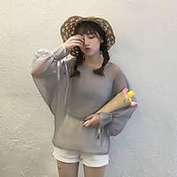womens casualdaily simple cute spring summer blouse solid round neck l ...